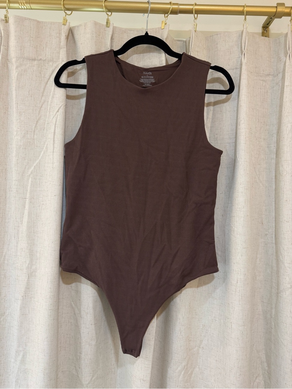 nuuds Ribbed Sleeveless Bodysuit in Chocolate Brown